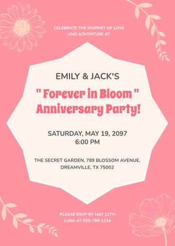 Free Unique Anniversary Party Invitation Template to Edit Online