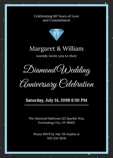 Free Design Diamond Anniversary Invitation Template to Edit Online