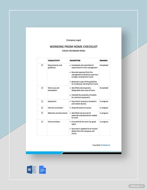 Simple Working from Home Checklist Template Simple Working from Home Checklist Template