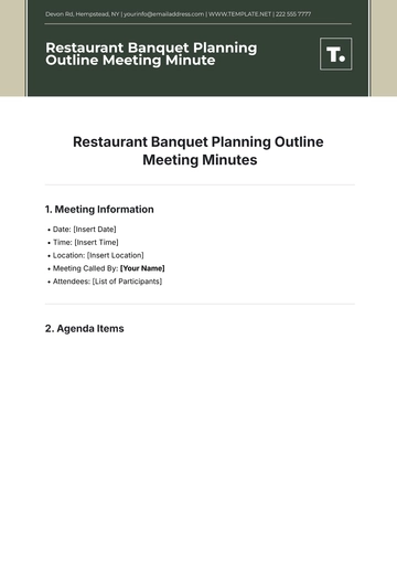Free Restaurant Banquet Planning Outline Meeting Minute Template to Edit Online
