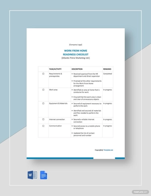 Work From Home Readiness Checklist Template