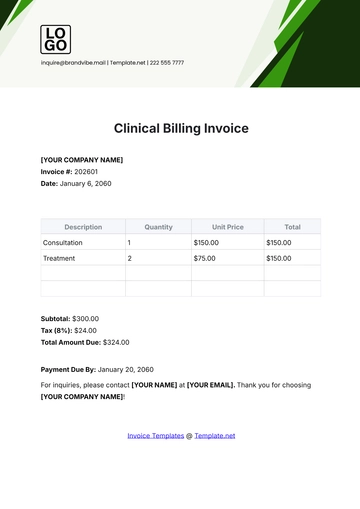 Free Clinical Billing Invoice Template to Edit Online