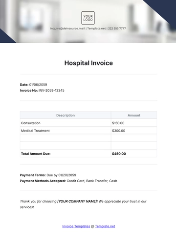 Free Hospital Invoice Template to Edit Online
