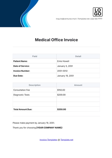 Free Medical Office Invoice Template to Edit Online
