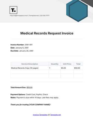 Free Medical Records Request Invoice Template to Edit Online