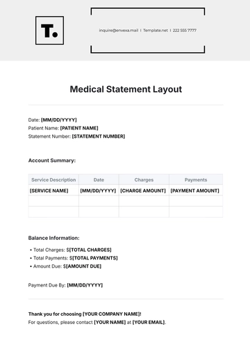Free Medical Statement Layout Template to Edit Online