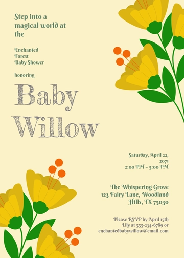 Free Enchanted Forest Baby Shower Invitation Template to Edit Online