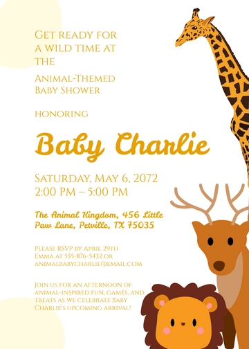 Free Cute Animal Baby Shower Invitation Template to Edit Online