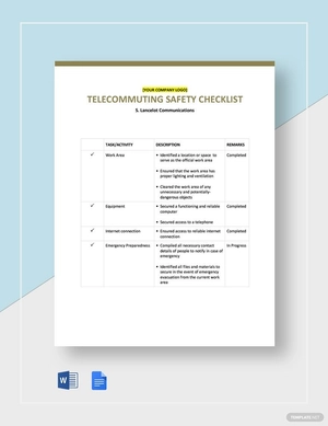 Telecommuting Safety Checklist Template