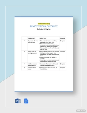 Remote Work Checklist Template