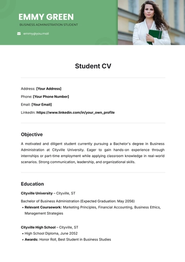 Free Student CV Template to Edit Online