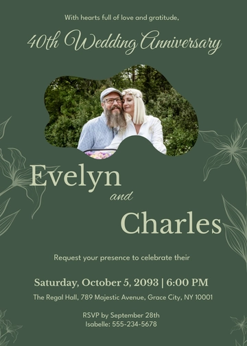 Free Elegant Wedding Anniversary Invitation Template to Edit Online