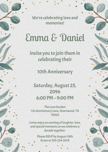 Free Customizable Anniversary Invitation Template to Edit Online