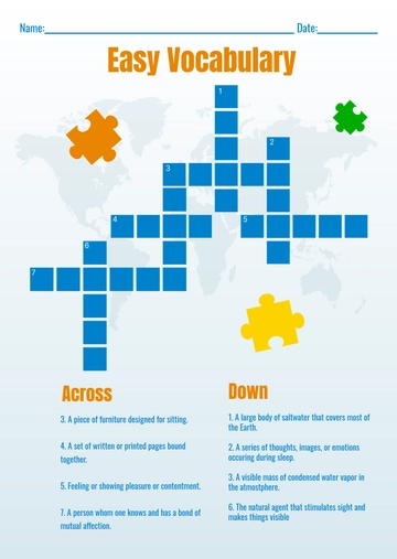 Free Mini Crossword Puzzle with Answer Template to Edit Online