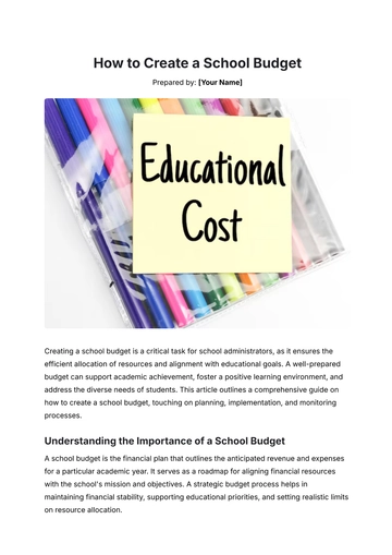 Free How to Create a School Budget to Edit Online