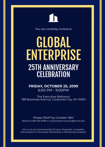 Free Professional Corporate Anniversary Invitation Template to Edit Online