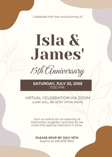 Free Aesthetic Digital Anniversary Invitation Template to Edit Online