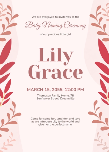 Free Editable Naming Ceremony Invitation Template to Edit Online