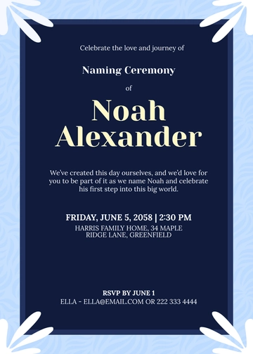 Free DIY Naming Ceremony Invitation Template to Edit Online