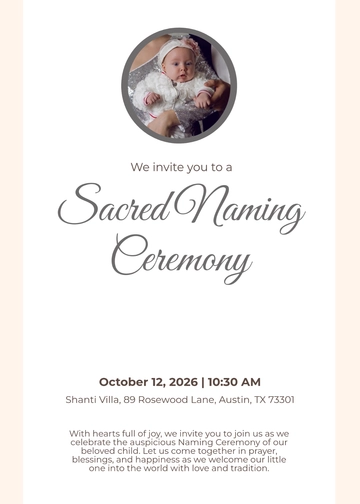 Free Traditional Naming Ceremony Invitation Template to Edit Online