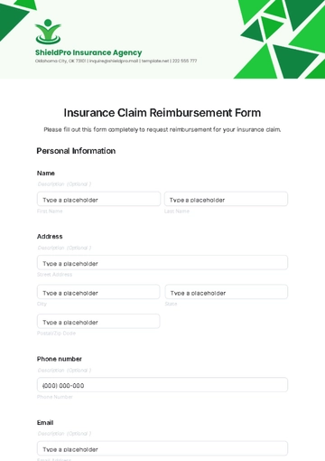 Free Insurance Claim Reimbursement Form Template to Edit Online