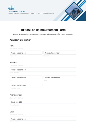 Free Tuition Fee Reimbursement Form Template to Edit Online