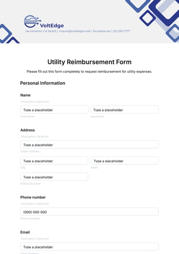 Free Utility Reimbursement Form Template to Edit Online