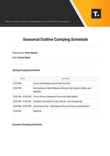 Free Seasonal Outline Camping Schedule Template to Edit Online
