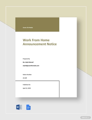 Work From Home Announcement Notice Template