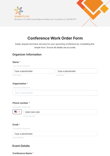 Free Conference Work Order Form Template to Edit Online