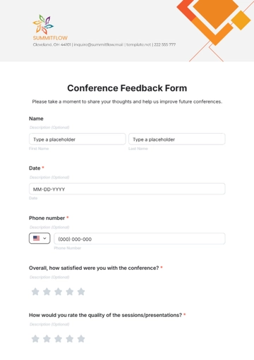 Free Conference Feedback Form Template to Edit Online