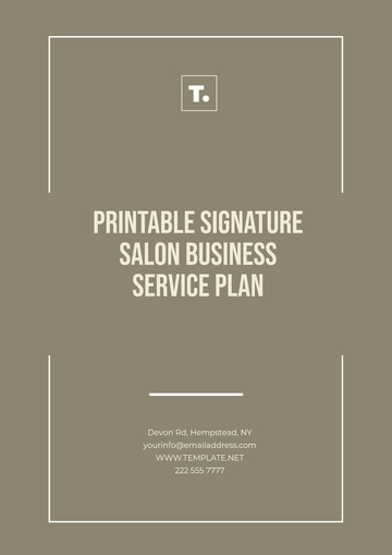Free Printable Signature Salon Business  Service Plan Template to Edit Online
