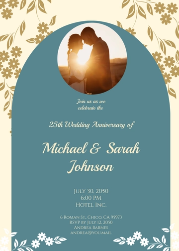 Free Floral Wedding Anniversary Invitation Template to Edit Online