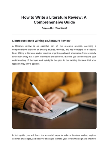 Free How to Write a Literature Review to Edit Online