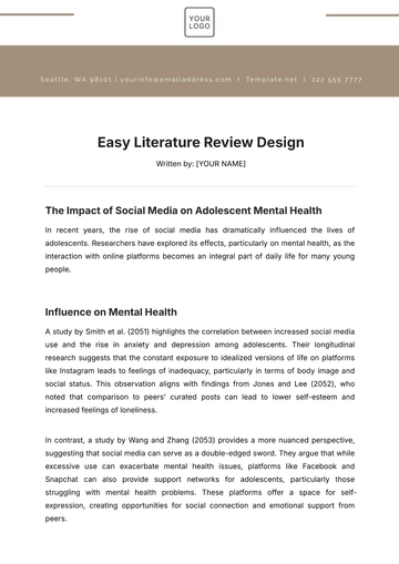 Free Easy Literature Review Design Template to Edit Online