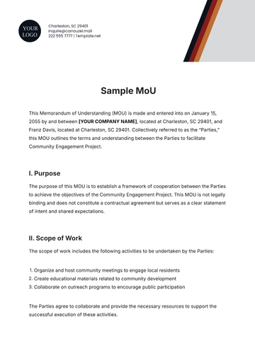 Free Sample MoU Template to Edit Online