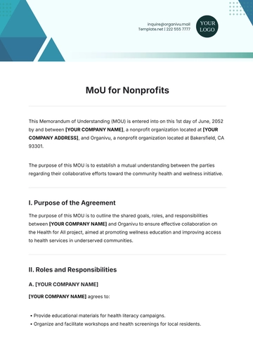 Free MoU Template for Nonprofits to Edit Online