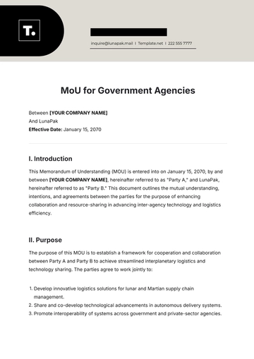 Free MoU Template for Government Agencies to Edit Online