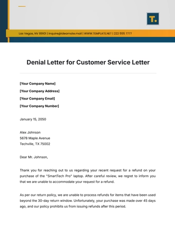 Free Denial Letter for Customer Service Letter Template to Edit Online