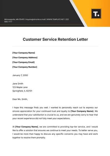 Free Customer Service Retention Letter Template to Edit Online
