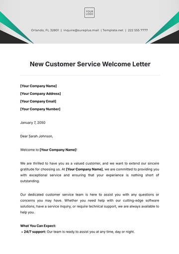 Free New Customer Service Welcome Letter Template to Edit Online