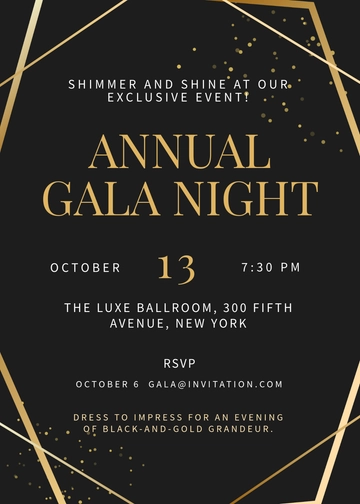 Free Black And Gold Elegant Invitation Template to Edit Online