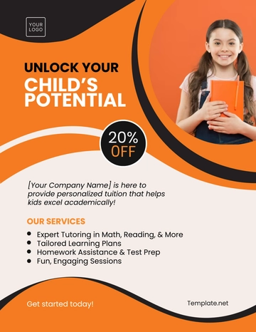 Free Kids Tuition Flyer Template to Edit Online
