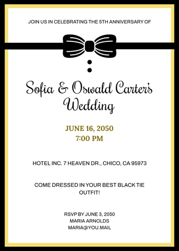 Free Black Tie Anniversary Invitation Template to Edit Online