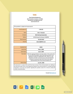 Sample Work From Home Quotation Template