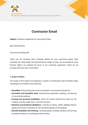 Free Contractor Email Template to Edit Online