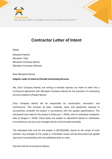 Free Contractor Letter of Intent Template to Edit Online