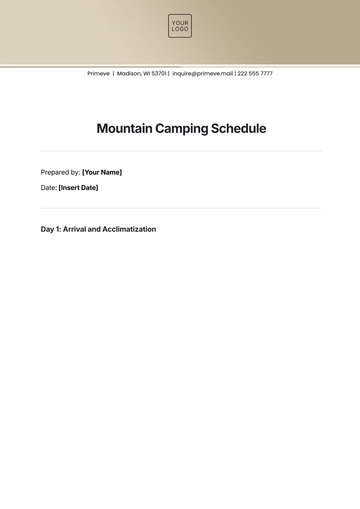 Free Mountain Camping Schedule Template to Edit Online