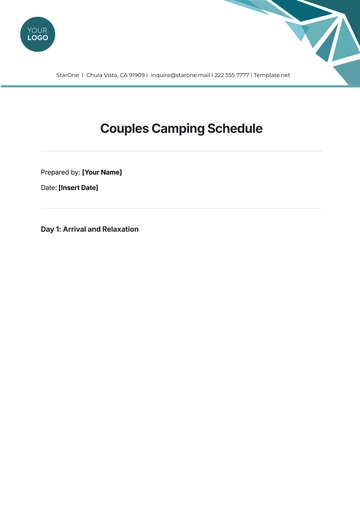 Free Couples Camping Schedule Template to Edit Online
