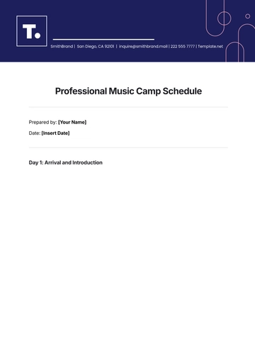 Free Professional Music Camp Schedule Template to Edit Online